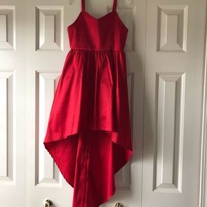 Red Satin high-low dress